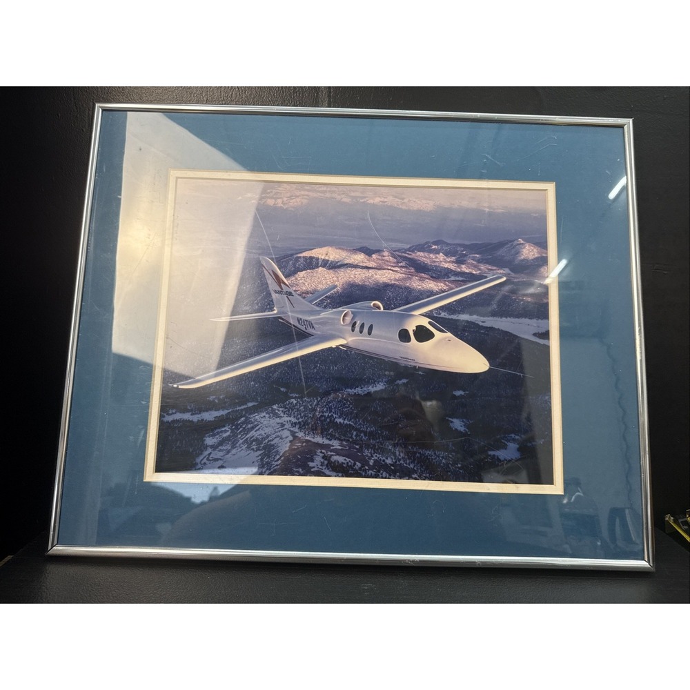 VisionAire Vantage Experimental Jet Framed Aviation Photo Aircraft Wall Art"